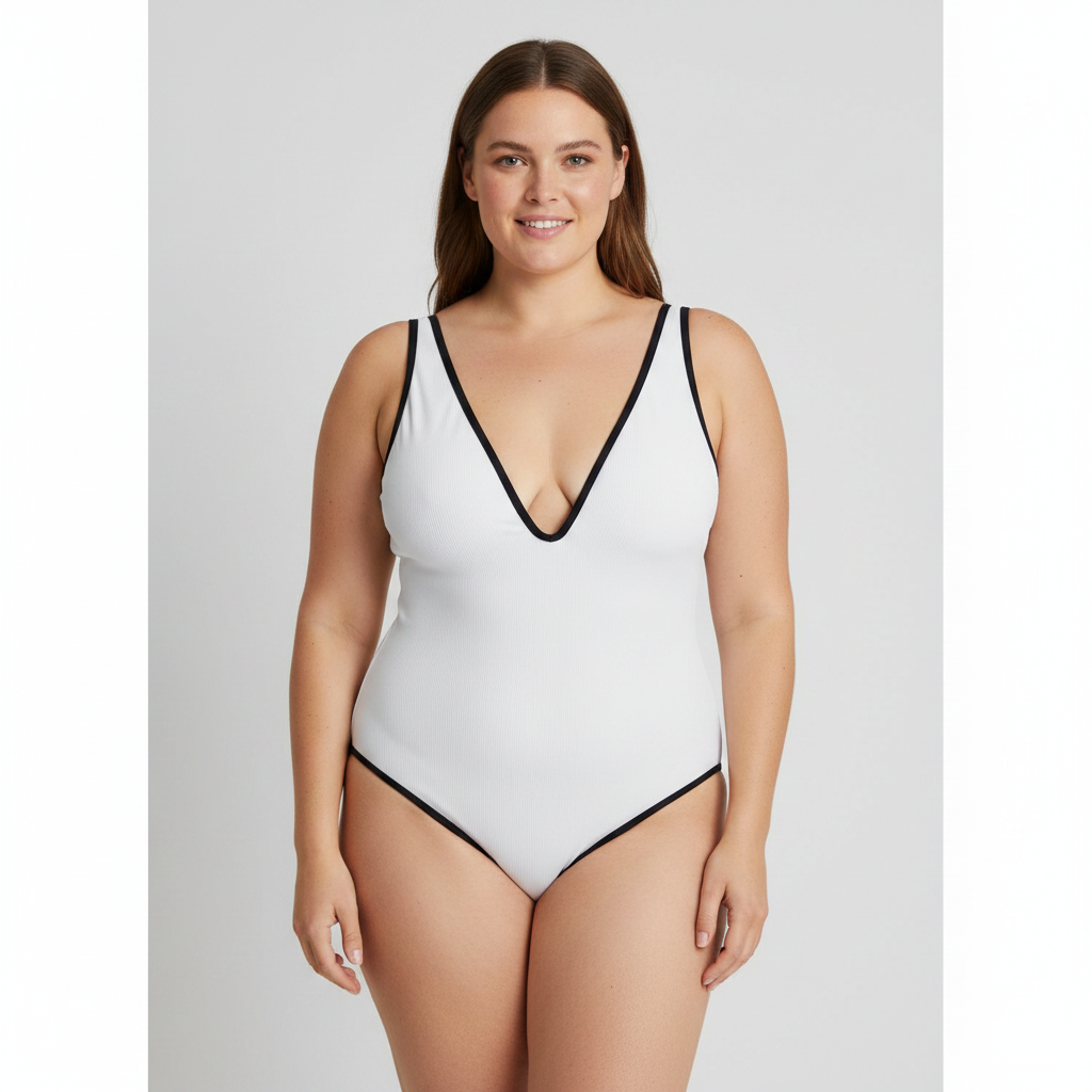 Maillot 1 pièce RougeGorge Blanc